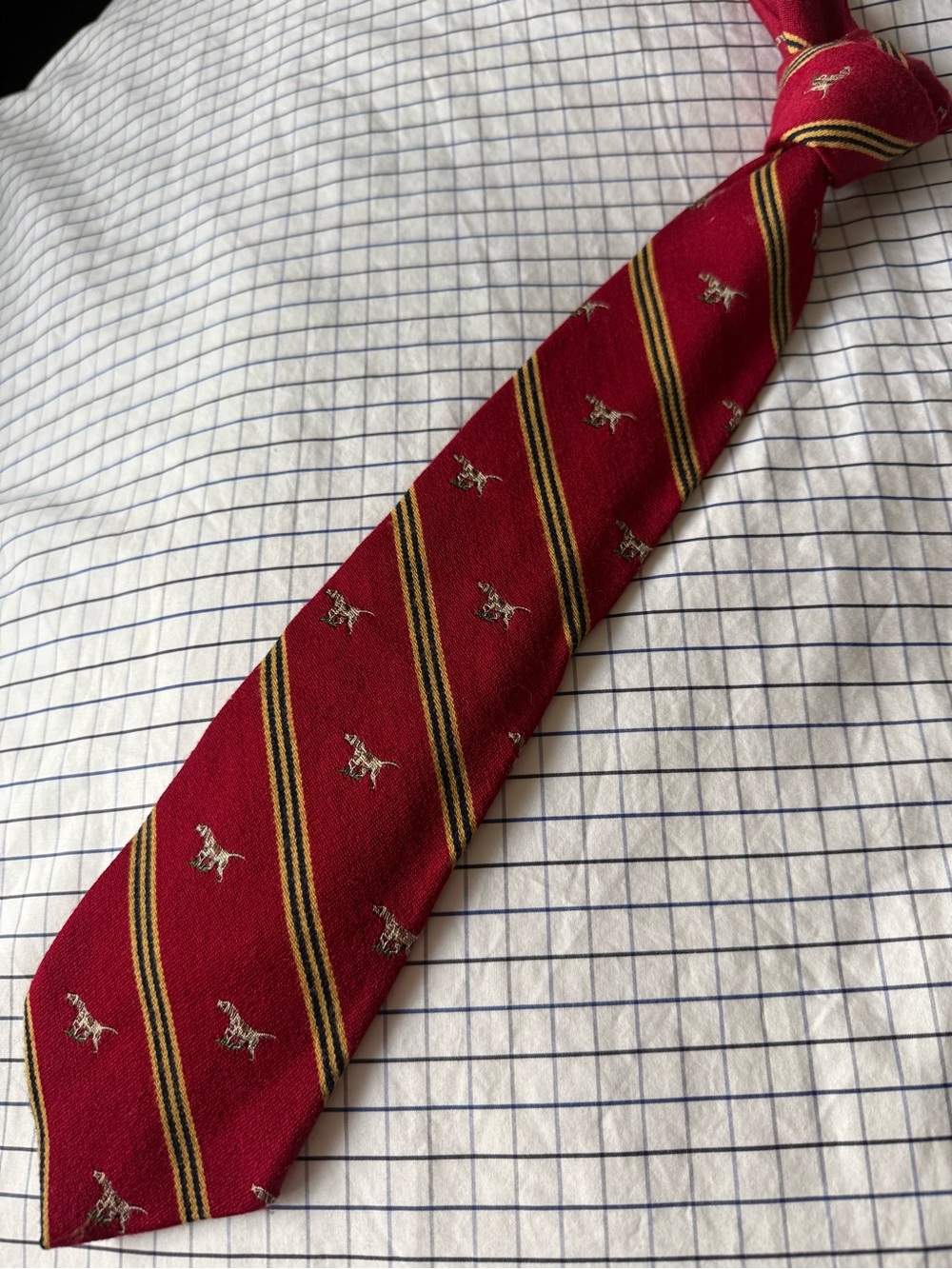 Polo by Ralph Lauren Red Tie with Gold and Black Stripe Accents
